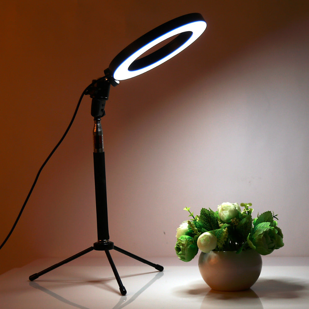 Lifting LED Ring Fill Light with Floor Tripod for Apple Devices