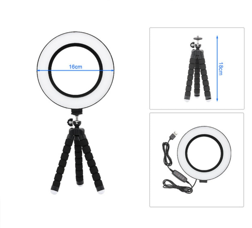 6 Inch LED Ring Fill Light with Octopus Tripod for Apple Devices