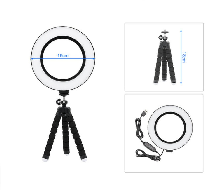 6 Inch LED Ring Fill Light with Octopus Tripod for Apple Devices