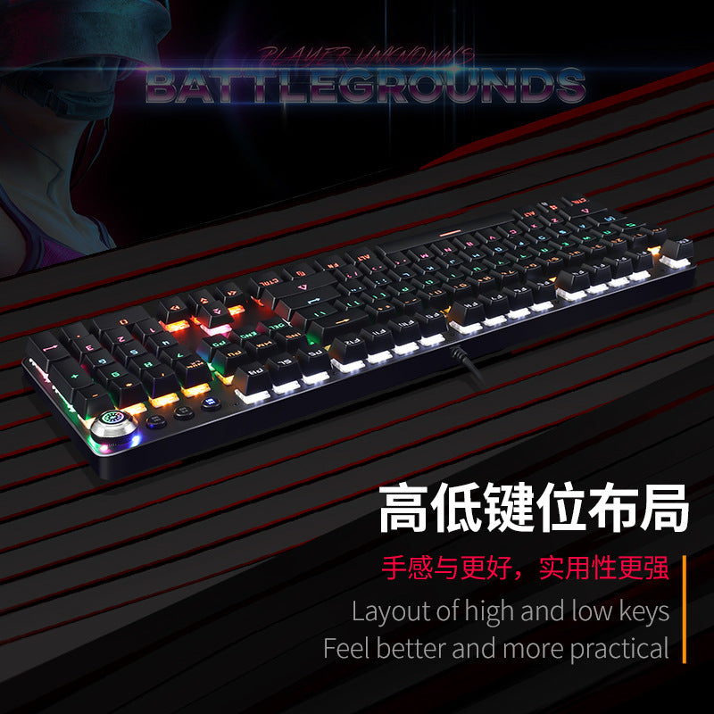 Metal Real Mechanical Keyboard Wired Luminous Knob Green Axis