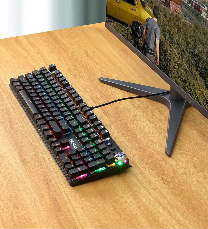 Metal Real Mechanical Keyboard Wired Luminous Knob Green Axis