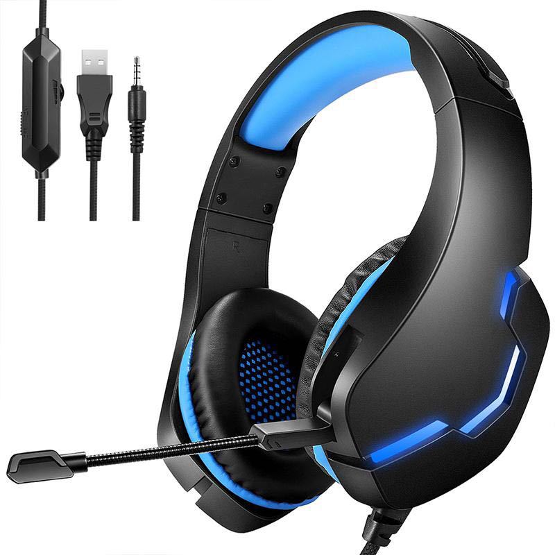 J10 3.5mm Gaming Headset Wired with Mic LED Lights for PC