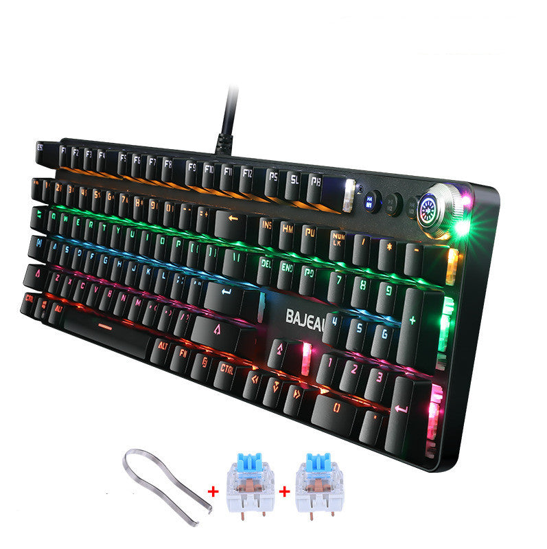 Metal Real Mechanical Keyboard Wired Luminous Knob Green Axis