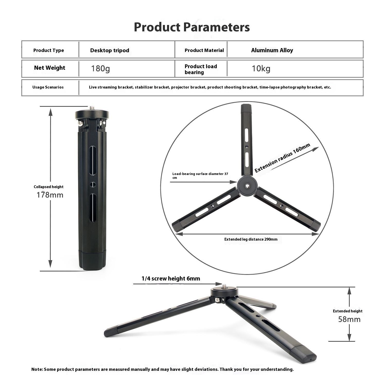 Aluminum Alloy Desktop Tripod Mobile Phone Mini Bracket