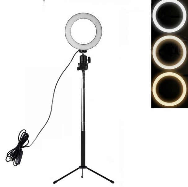 Lifting LED Ring Fill Light with Floor Tripod for Apple Devices