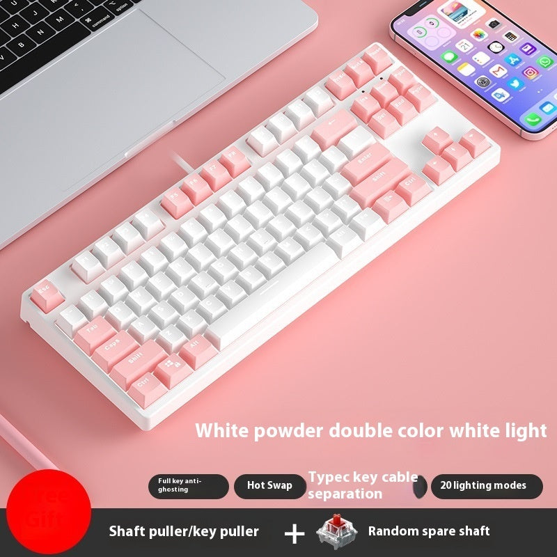 87 Key Wired Game Hot Plug Two Colors Mechanical Keyboard