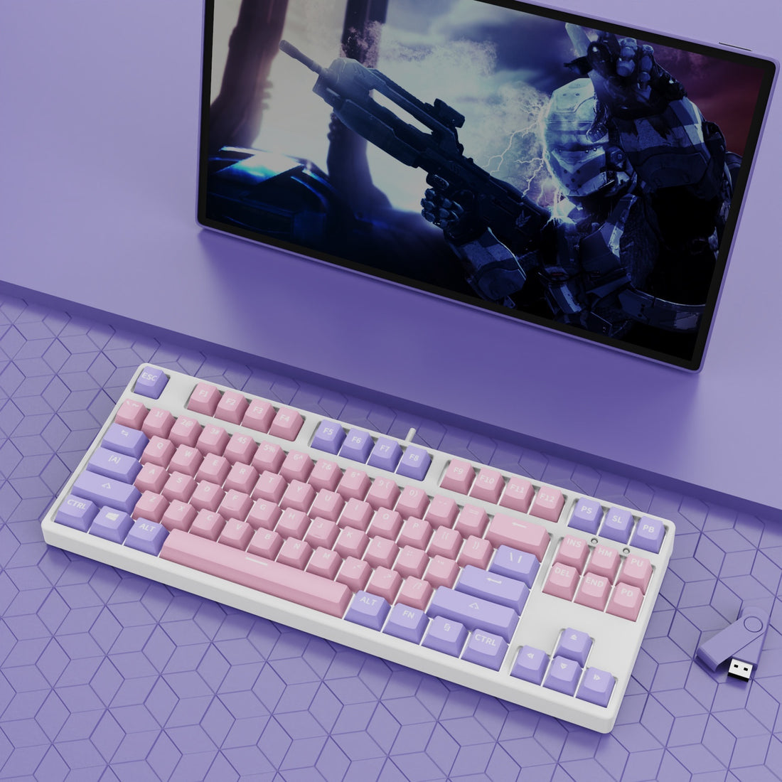 87 Key Wired Game Hot Plug Two Colors Mechanical Keyboard