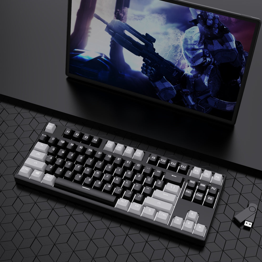 87 Key Wired Game Hot Plug Two Colors Mechanical Keyboard