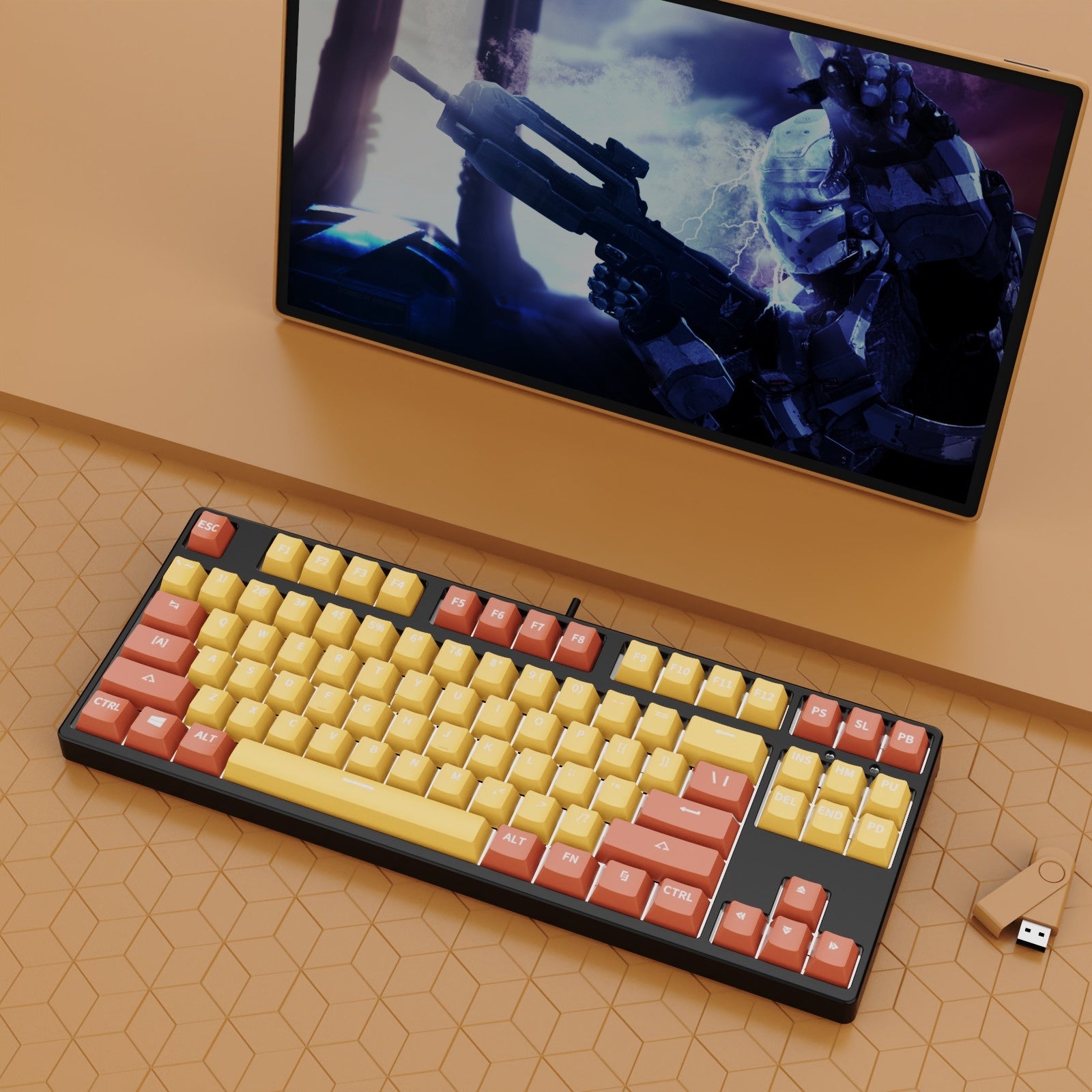 87 Key Wired Game Hot Plug Two Colors Mechanical Keyboard