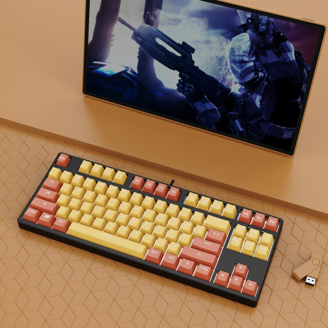 87 Key Wired Game Hot Plug Two Colors Mechanical Keyboard