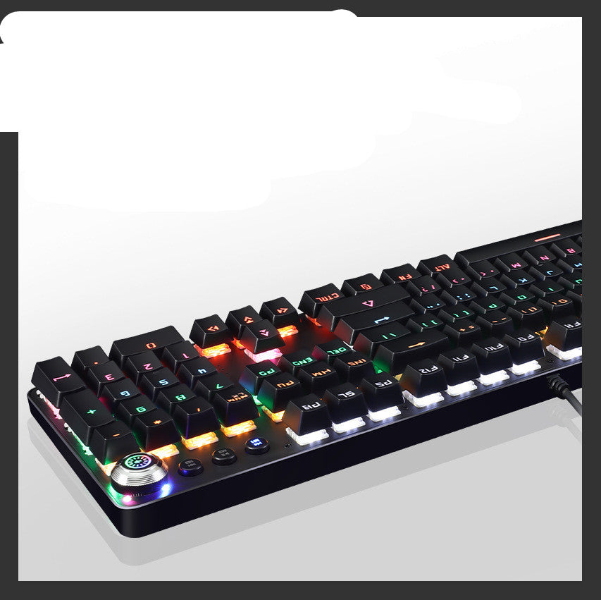 Metal Real Mechanical Keyboard Wired Luminous Knob Green Axis