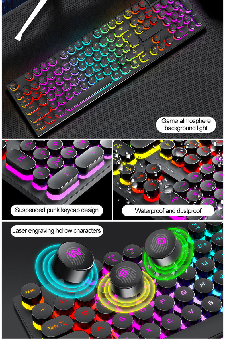 T80 Wired Retro Punk Keyboard Glow