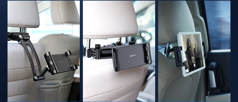 Car Headrest Tablet and Phone Holder Adjustable 360 Rotation for Apple Devices