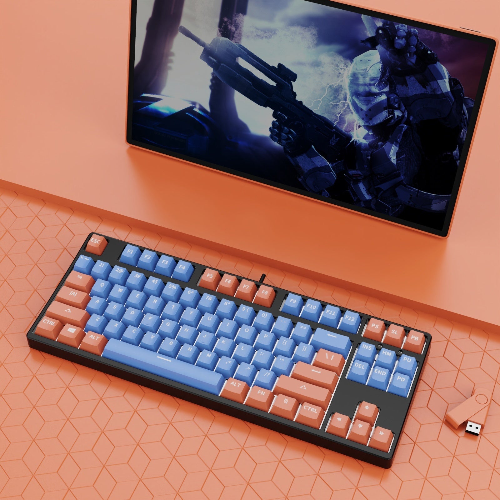 87 Key Wired Game Hot Plug Two Colors Mechanical Keyboard