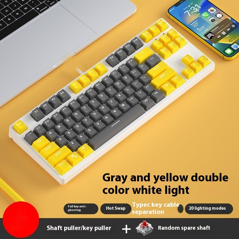 87 Key Wired Game Hot Plug Two Colors Mechanical Keyboard