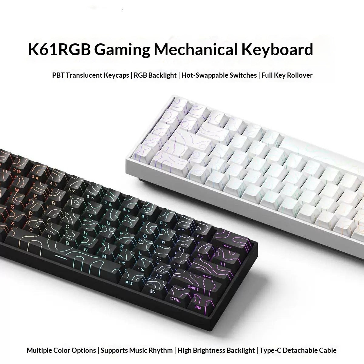 68-Key Wireless Mechanical Gaming Keyboard Portable for Laptop