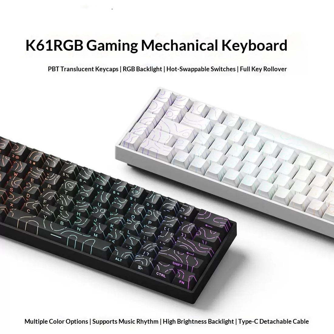 68-Key Wireless Mechanical Gaming Keyboard Portable for Laptop