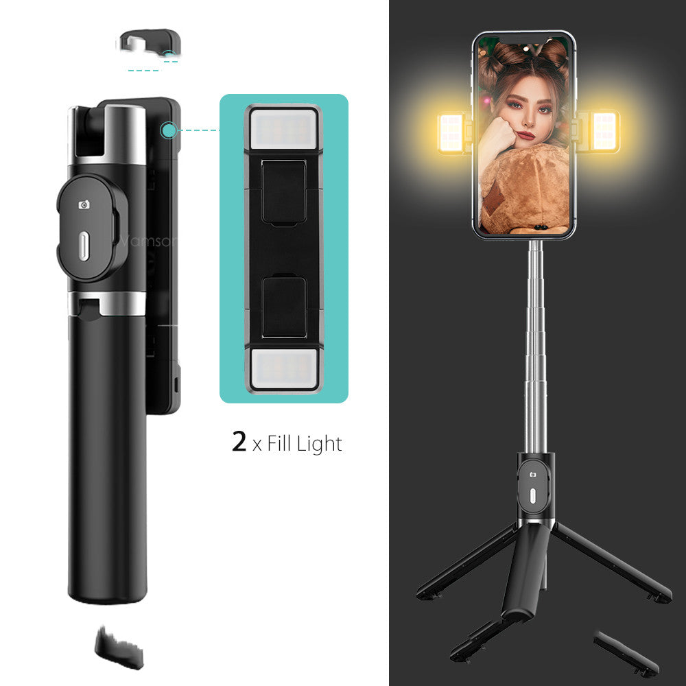 Bluetooth Fill Light Selfie Stick with Tripod for Apple Devices